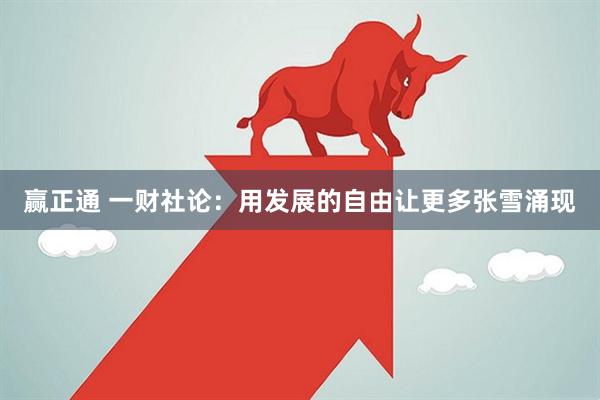 赢正通 一财社论:用发展的自由让更多张雪涌现