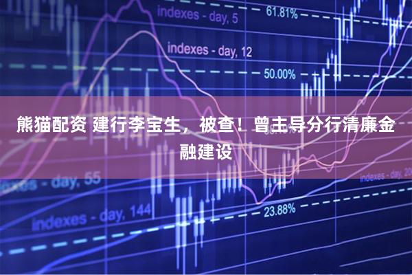 熊猫配资 建行李宝生，被查！曾主导分行清廉金融建设